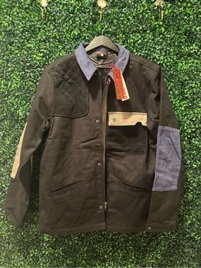 Babylon Men's Black Utility Jacket with Contrasting Pocket & Elbow Panels